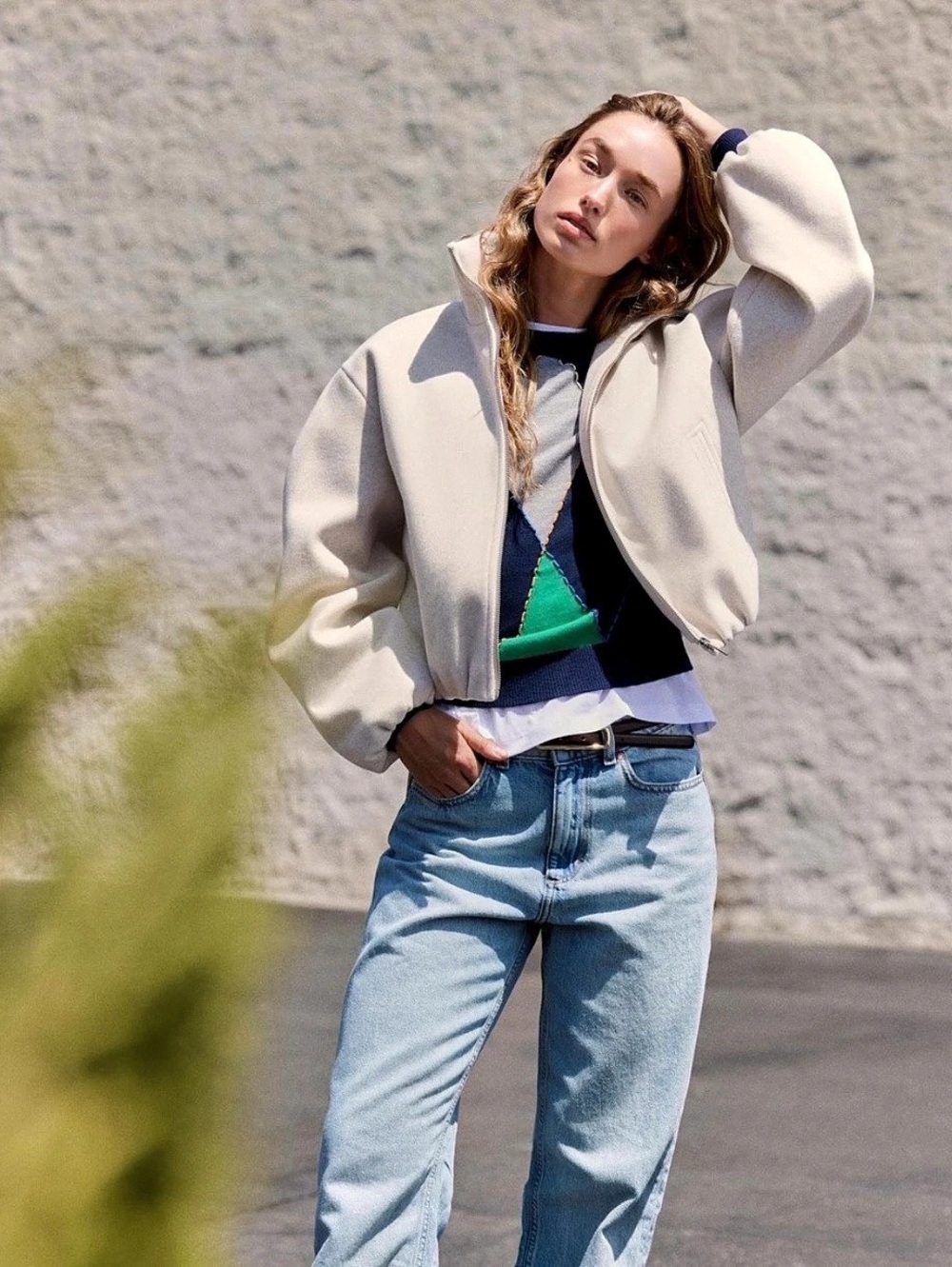Women's Cream Bomber Jacket Like New